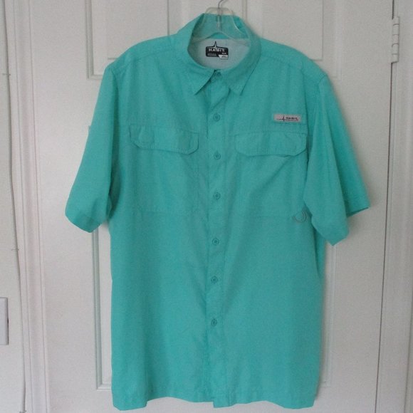 Habit Mens S/S Turquoise Active Fishing Shirt Vented Back NWOT - Size Medium - Picture 2 of 2